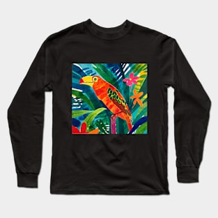 Colorful Tropical Bird Painted Fauvist Rainforest Toucan Long Sleeve T-Shirt